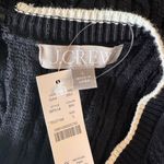 J.Crew - NWT Short-Sleeve Cable-Knit Sweater Dress in Black Ivory Trim Sz L Photo 8