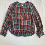 Pilcro Anthropologie Plaid Long Sleeve Buttondown Shirt in Coral Photo 5