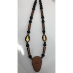 Gorgeous Large 22" Beaded Necklace Unique Large Pendant Bronze Brown Black Beads Photo 7