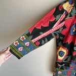 Vintage 90s Boho Hippie Colorful Floral Tropical Oversized Blazer Jacket Black Size L Photo 3