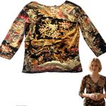 American Vintage 90s Y2K Velvet Dragon Bird Motif Top Medium #15 Photo 4