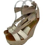 MICHAEL KORS Women’s Leather Espadrille Platforms Lace Up size 6.5 Tan Photo 1