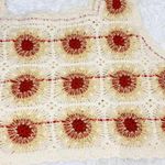 Rebellion Cream & Red Crochet Granny Square Cropped Tank Top Photo 2
