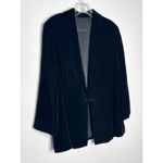 American Vintage Vintage 1990s Black Velvet Open-Front Blazer Jacket decorative frog closure M Photo 4