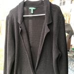 Lauren Ralph Lauren Cotton Cardigan Size 3X Long Sleeve Chunky Black Sweater Photo 1
