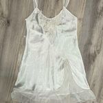 Linea Donatella  White Ivory Satin Embroider Beaded Nightgown Chemise Slip Size M Photo 0