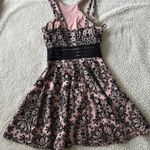 City Studios Juniors Illusion Flocked Fit and Flare Dress Size 3 Pink and Black Photo 4