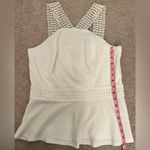 Thalia Sodi 🆕  White Peplum Sleeveless Blouse Photo 3