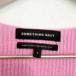 Something Navy Wool V-Neck Ribbed Knit Sweater Winter Preppy Luxury Pink Large Photo 5