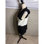 Sioni Hooded Sleeveless Vest Black White Color Block Long Cardigan Knit Size L Photo 1