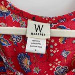 Wrapper W  Country Tunic Dress Womens Large Red Floral Harvest Print Rayon Photo 1