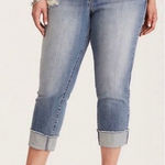 Torrid  light wash cropped destructed frayed hem boyfriend‎ jean Photo 0