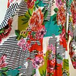 Bohemian Bright Floral Tunic Top Lightweight Stretch Blouse Ruffle Modest Office Pink Size L Photo 9