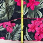 Hawaiian Halter Maxi Dress Red Hibiscus Black Tropical Summer Resort Size M Photo 3