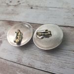 Vintage Clip On Earrings Large Light Pink Circle with Gold Tone Halo Statement Photo 2