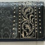 Montana West Embroidered Studded Black Leather Wristlet Wallet Western Rodeo Photo 6
