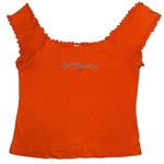Harley Davidson LADIES SIZE 2X XXL TANK TOP-VINTAGE 2002 ORANGE Ruffle Sleeve Photo 0
