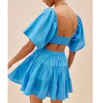 Free People  Dress cross of sunlight cutout mini womens Blue (xsmall) party linen Photo 7