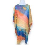 Patty J. Leisure Kaftan Dress Sheer Tonal Stripe Aquatic Life Vneck Swim Coverup Tan Size undefined Photo 1