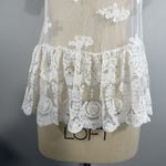 Kimchi Blue Women's Top Ivory Sheer Mesh Embroidered Tiered Hem Blouse Size M Photo 1