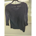 Karen Scott  Size M Womens Gold Embellished Neck Accents Black Top Photo 3