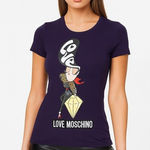 Moschino Love Diamond Lady Purple Short Sleeve Tee Size 4 Photo 0
