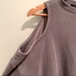 Revamped  Athleisure Cold Shoulder Gray Velour Sweatshirt Top Medium M Photo 4