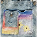 Almost Famous Juniors  Hand Painted Denim Shortalls Bib Overall Shorts Stretch L Photo 1