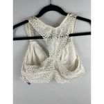 Aerie  Ivory Lace Racerback Bralette Size Large L Wireless Crochet Lace Bra Photo 4