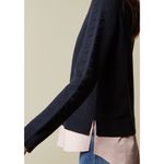Ted Baker  Lissiah Wool Layered Sweater Mock Neck Navy Blue Pink Small Preppy Photo 2