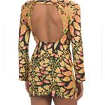 ZARA Womens XS Mini Bodycon Floral Paisley Dress Bell Sleeve Cutout Multicolor Photo 14