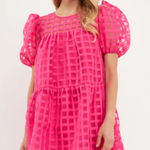 English Factory English‎ Factory Gridded Puff Sleeve Mini Dress Photo 0