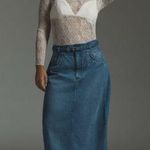 Anthropologie Pilcro Barrel Denim Midi Skirt 4 Dark Denim Photo 0