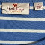 Quacker Factory Women Top Size Large Blue Blouse Striped Long Sleeve Sequin Photo 3