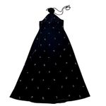 We Wore What NWT Embroidered Flower Velvet High Neck Halter Midi Dress Black Photo 1