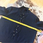 St. John SPORT Black Wool Blend Knit Sweater Gold Accent Buttons Size Small Photo 6