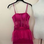 Fuchsia Pink Tulle Evening/ Prom Gown Corset Style Sheer S Pink Photo 3