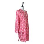 Lands' End Lands’ End Shift Dress Coverup V-neck Pink White Cotton Women’s Size Small 6/8 Photo 1