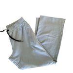 PINK - Victoria's Secret Pink VS Flare Pull On Sweatpants Sz L Blue Drawstring Raw Hem Pink Spell Out Photo 3