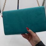 ALDO  Colorblock Envelope Clutch Crossbody Chain Bag Teal Blue Black Photo 3