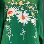 Women’s Green Fleece Long Sleeve Sweater Faith Hope Love Design Size XL NEW Green Photo 1