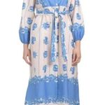 Celina Moon Long‎ Sleeve Bell Print Midi Dress Sky Blue Size Large Photo 0