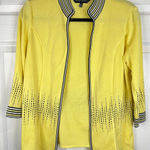 Ming Wang  knitwear cardigan - yellow/black/white with dotted pattern - Sz Small Photo 0