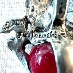 Skull and Crossbones red ball pewter pendant necklace Silver Photo 3