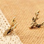 Boutique Gold Deer Stud Earrings Set Antlers Rustic Gift Photo 2