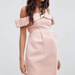 ASOS Maternity Blush Pink Off Shoulder Bardot Dress w/ Bow Detail on the Sleeve Photo 0