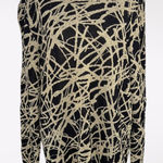 INC Black Gold Metallic Knit Sweater Crewneck Medium Photo 0