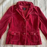 American Eagle VTG Y2K Outfitters Red Velvet Blazer Jacket Womens L Button Front Photo 1