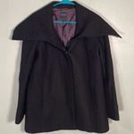 Hilary Radley  100% Wool Coat‎ Black Size 6 Oversized Collar Photo 0