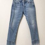 3x1  Light Wash Straight Leg Fringe Ankle High Rise Jeans  Womens 25 Blue Denim Photo 0